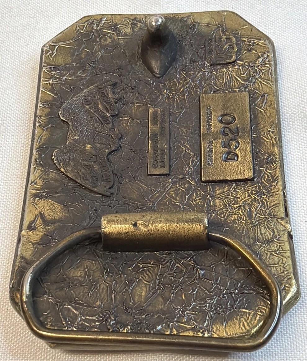 Deer Belt Buckle 1976 Rectangle 3.25 By 2.25 in Number D520 Made USA