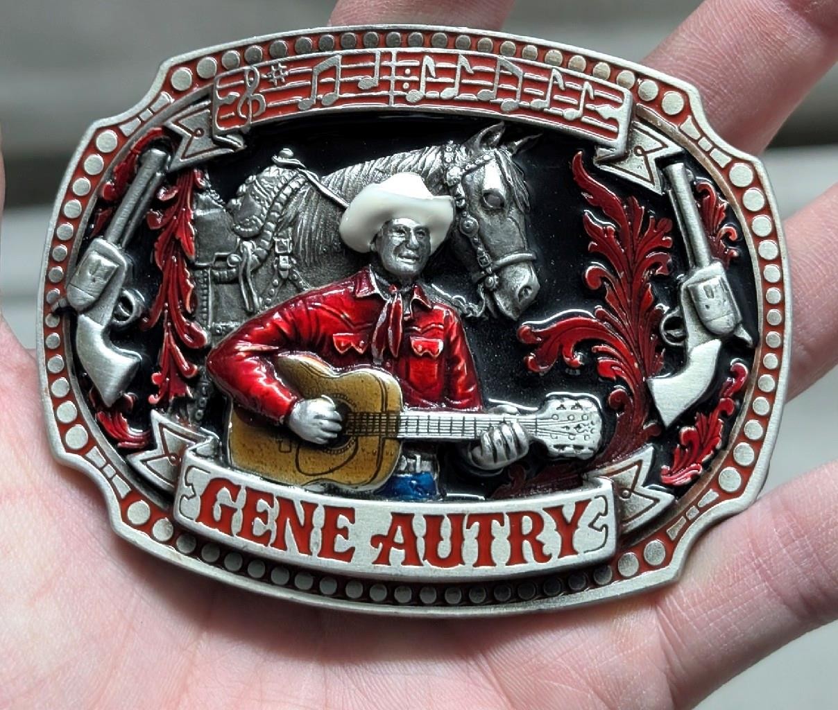 vintage GENE AUTRY belt buckle COUNTRY MUSIC heavy pewter WESTERN cowboy