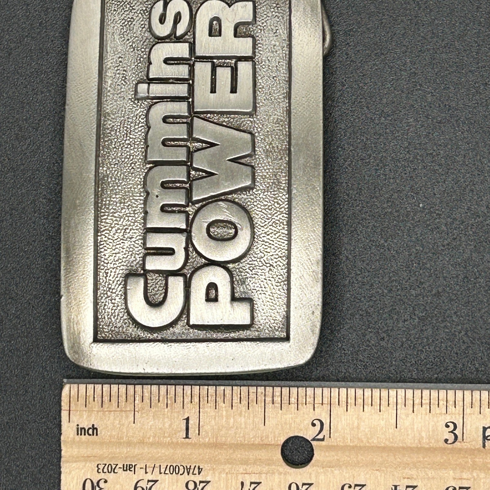 Vintage Cummins Power Belt Buckle Silver Tone Metal 3&Prime; x 2&Prime;
