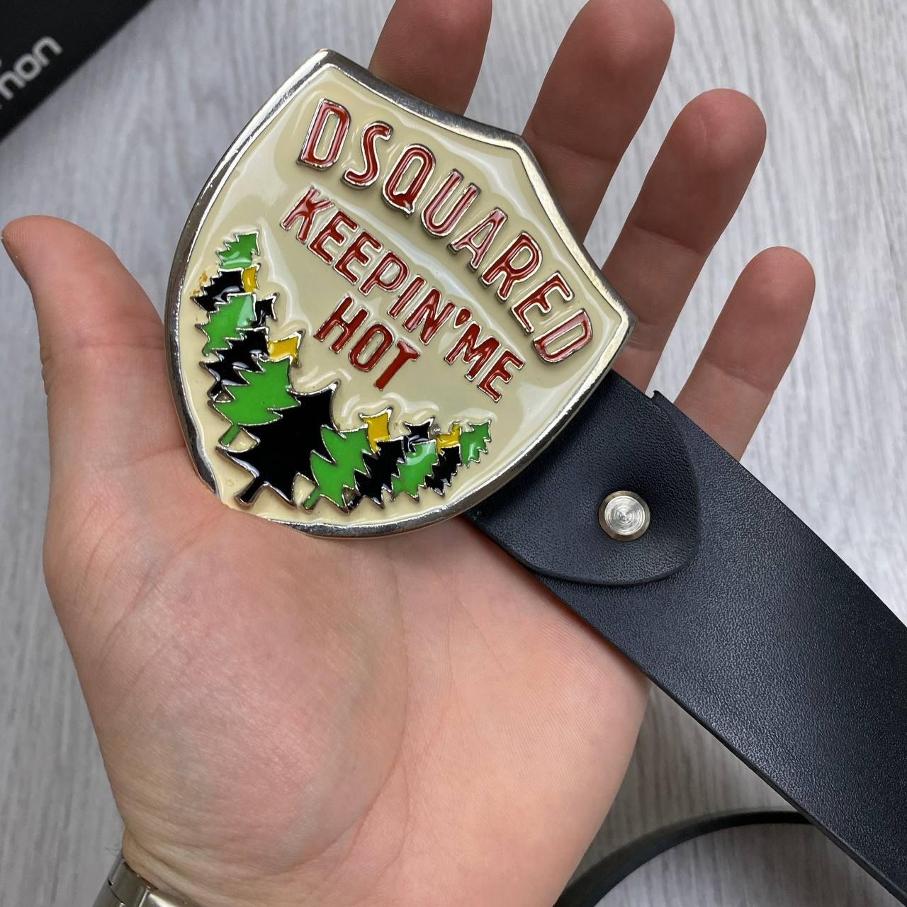 Vintage Dsquared2 Belt Buckle Keepin’ Me Hot Enamel Y2K Rare Designer Early 2000
