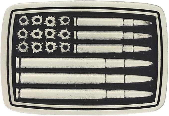 Montana Silversmiths Unisex Bullets & Holes Flag Attitude Buckle A709P