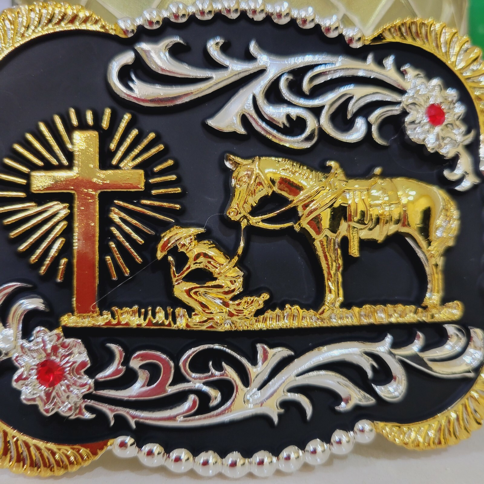 Praying Cowboy belt buckle Western Horse Cross Rodeo Zinc alloy colorful