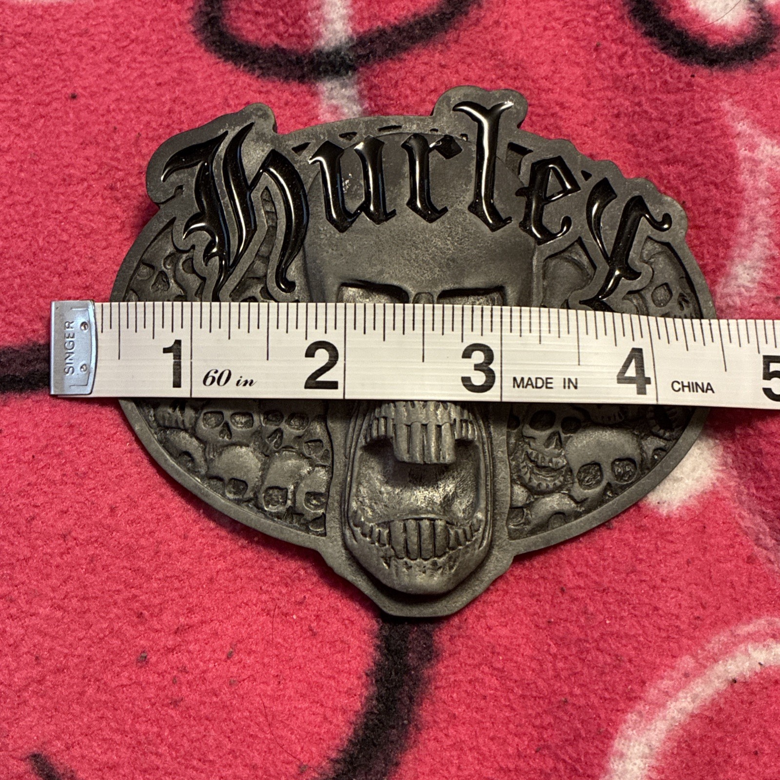Vintage Y2K Hurley Gothic Skull Metal Belt Buckle [READ DESC.]