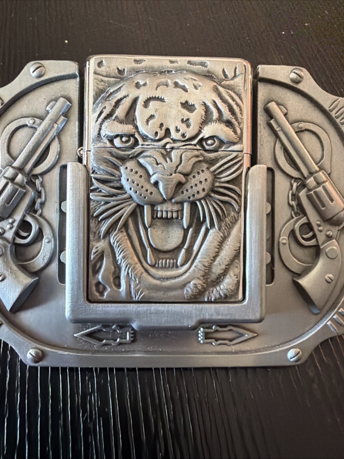Tiger Guns Western Cowboy Lighter Belt Buckle