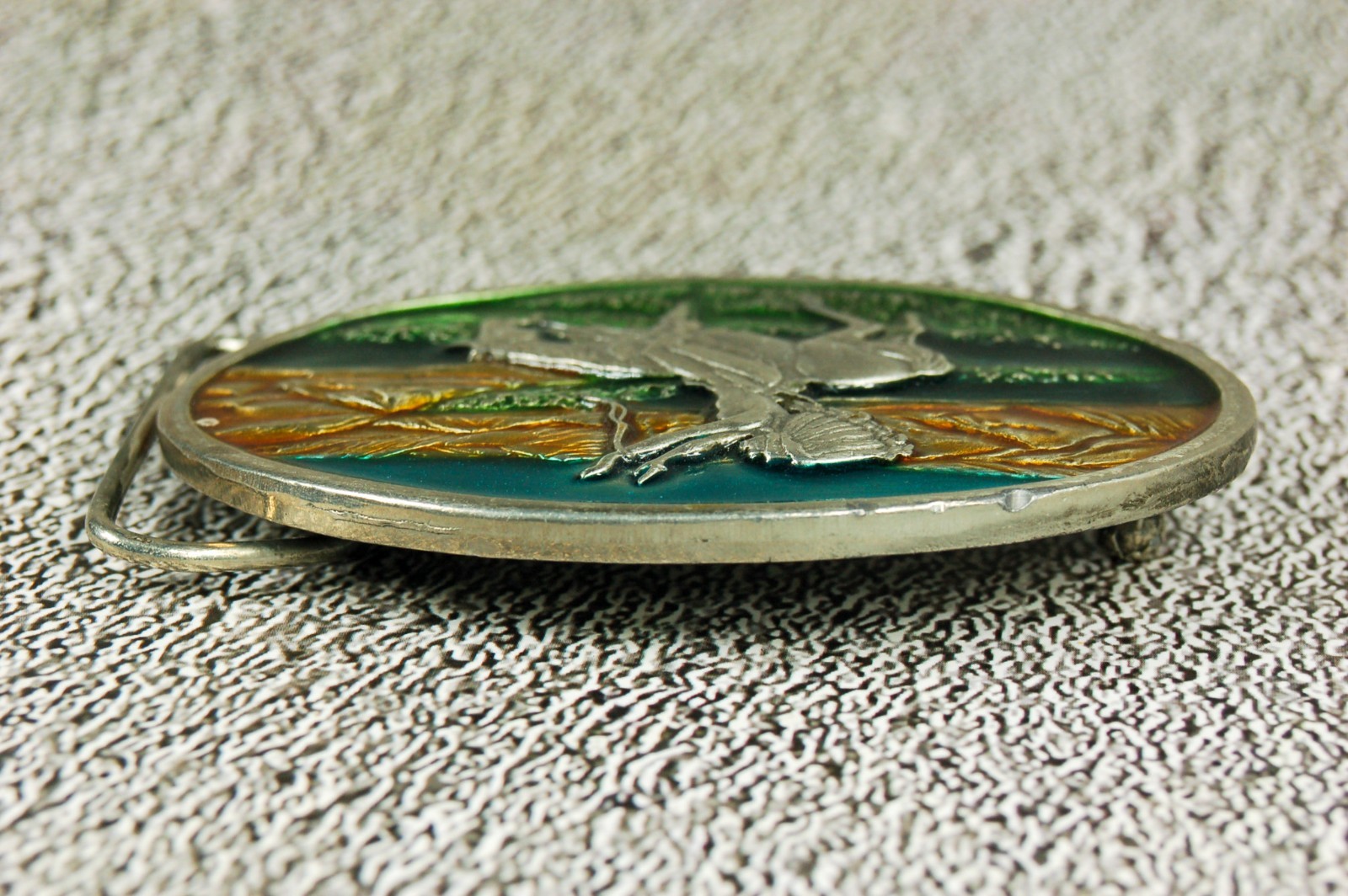 Bergamot Brass vintage Chief Joseph enamel on metal western belt buckle