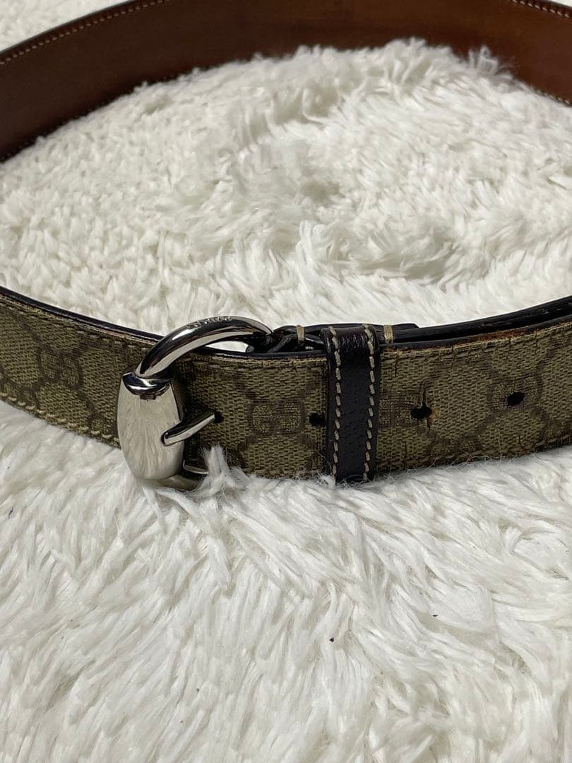 GUCCI Pre-Owned Gg Pattern Leather Belt Striped All Over Men&rsquo;S