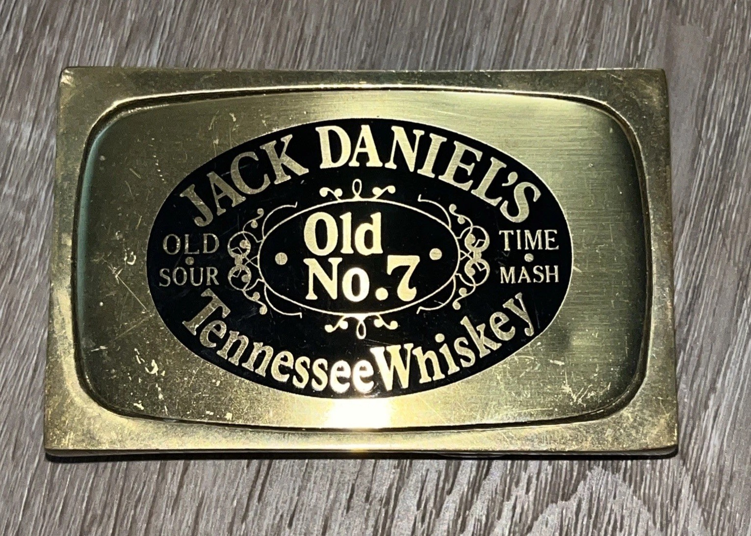 Jack Daniels Tennessee Whiskey Old No. 7 Solid Brass Belt Buckle Vintage!