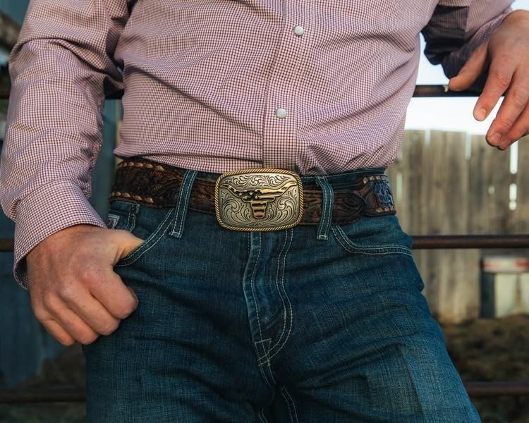 Montana Silversmiths Western Patriotic Longhorn Buckle