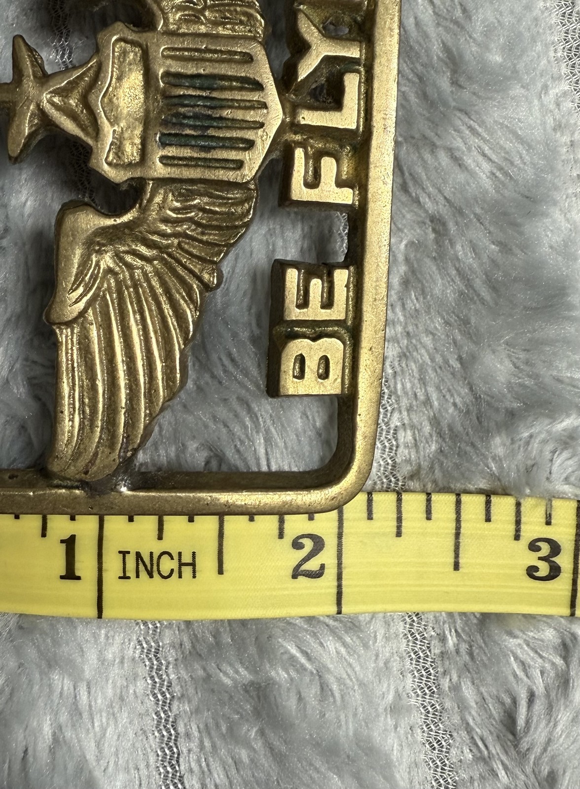 Vtg Solid Brass Id Rather Be Flying Belt Buckle & Leather Belt Pilot Aviation