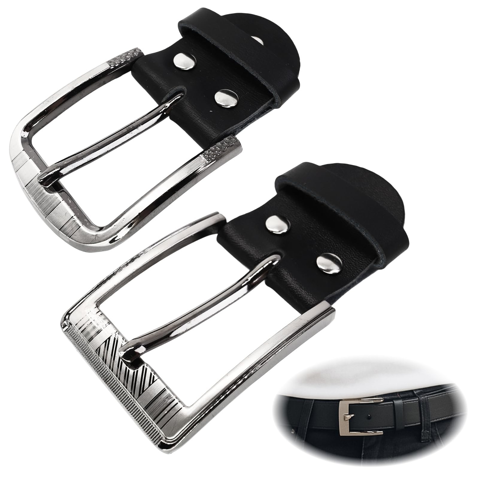 2 pieces belt buckle men, belt buckles for men leather, belt buckle…