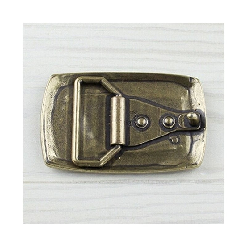 Scales Belt Buckle Rectangular Old Brass Vintage Look Solid Heavy Duty Metal