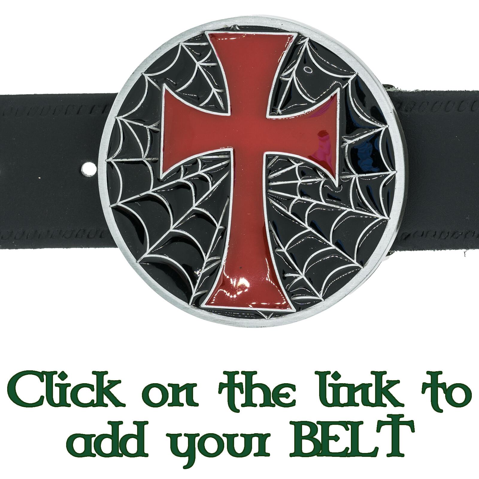Spider Web Cross Belt Buckle Biker Metal Spiderman Heraldic Crucifix Gothic