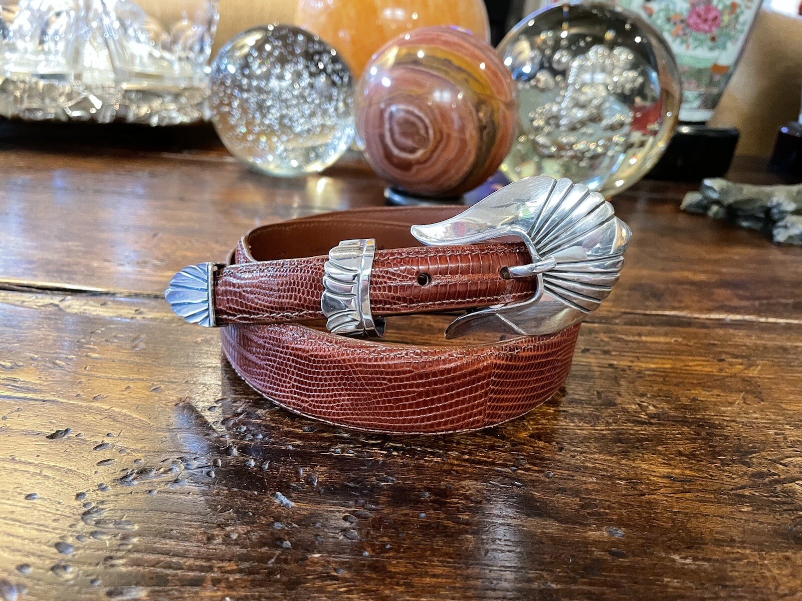 Alexander James Reid style Sterling Silver Belt Buckle Set Nu 31-33-1.25/.75🦎✅