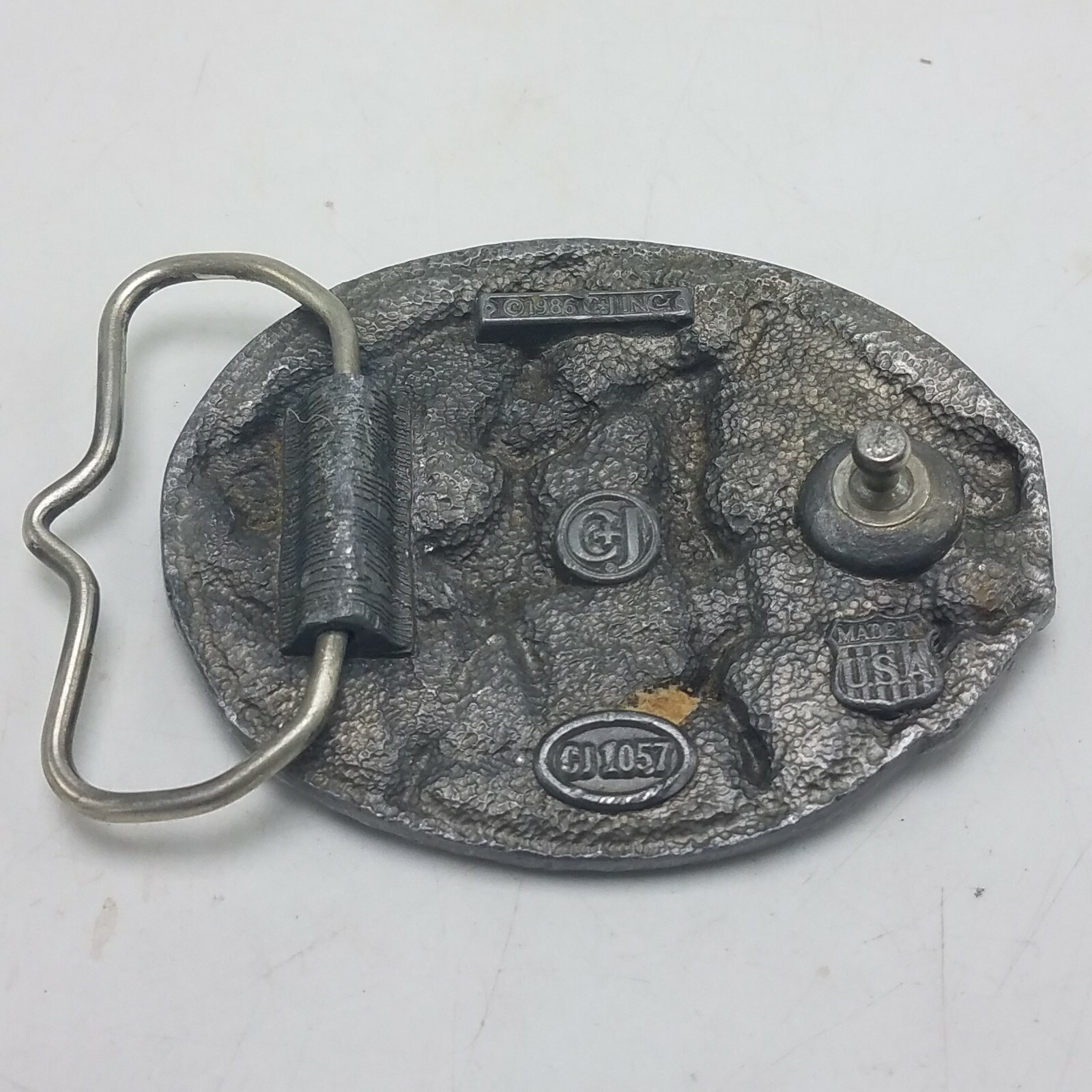 VTG 1986 Pewter & Enamel SQUARE DANCING Western C & J Belt Buckle 3&Prime; x 2 1/4&Prime;