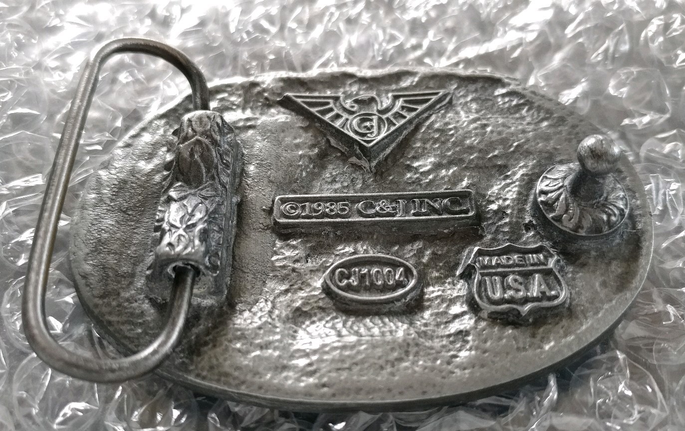 MASON MASONIC SQUARE COMPASS BLUE LODGE G BELT BUCKLE MADE IN USA C&J INC 1985