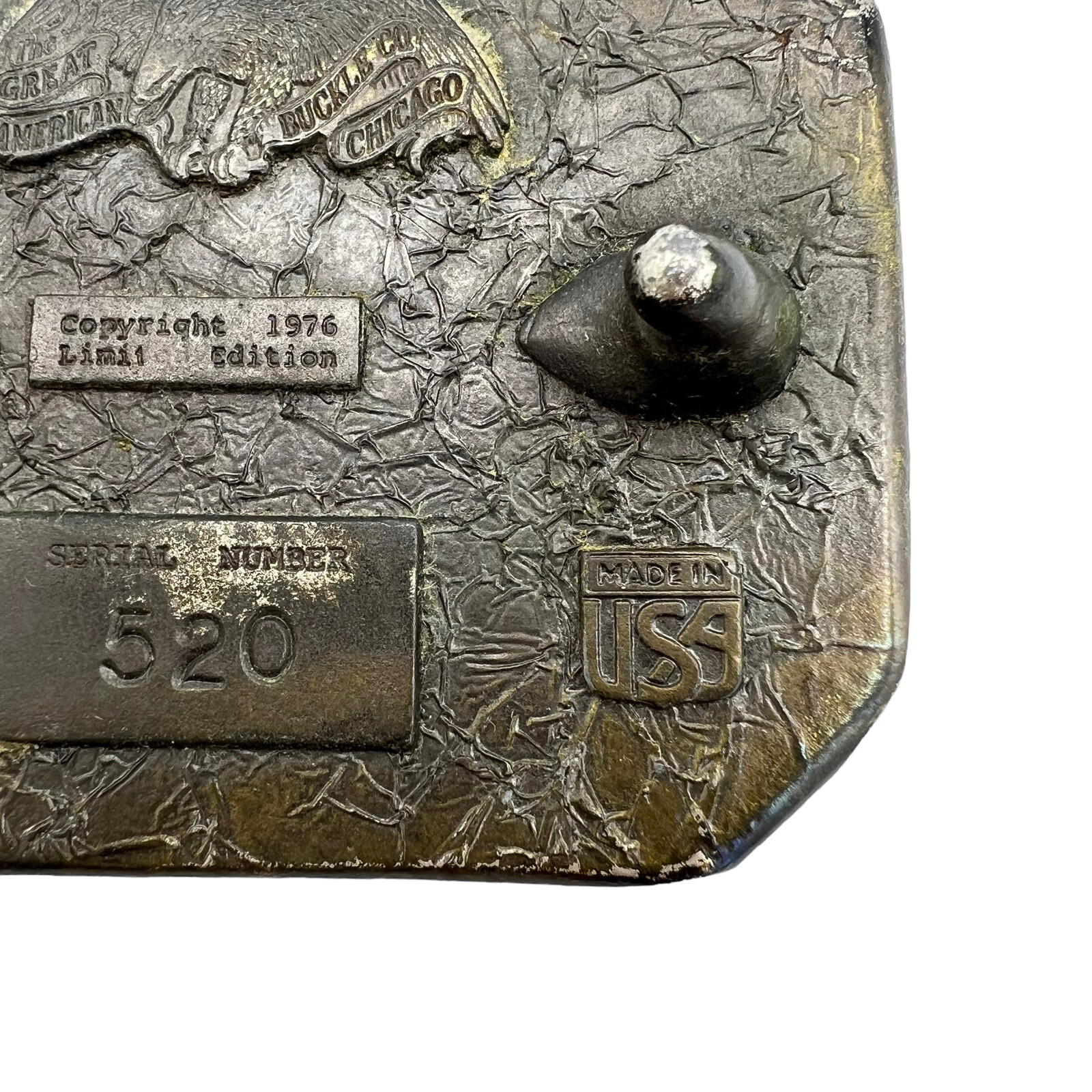 VTG Great American Buckle Co. Enameled Metal Deer Belt Buckle Serial Number 520