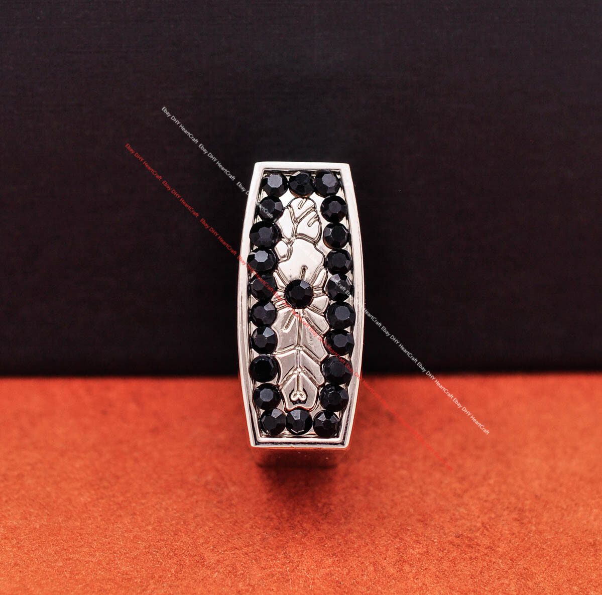 30mm Bling Silver Western Cowboy Black Rhinestone Crystal 3PCS Set Belt Buckle