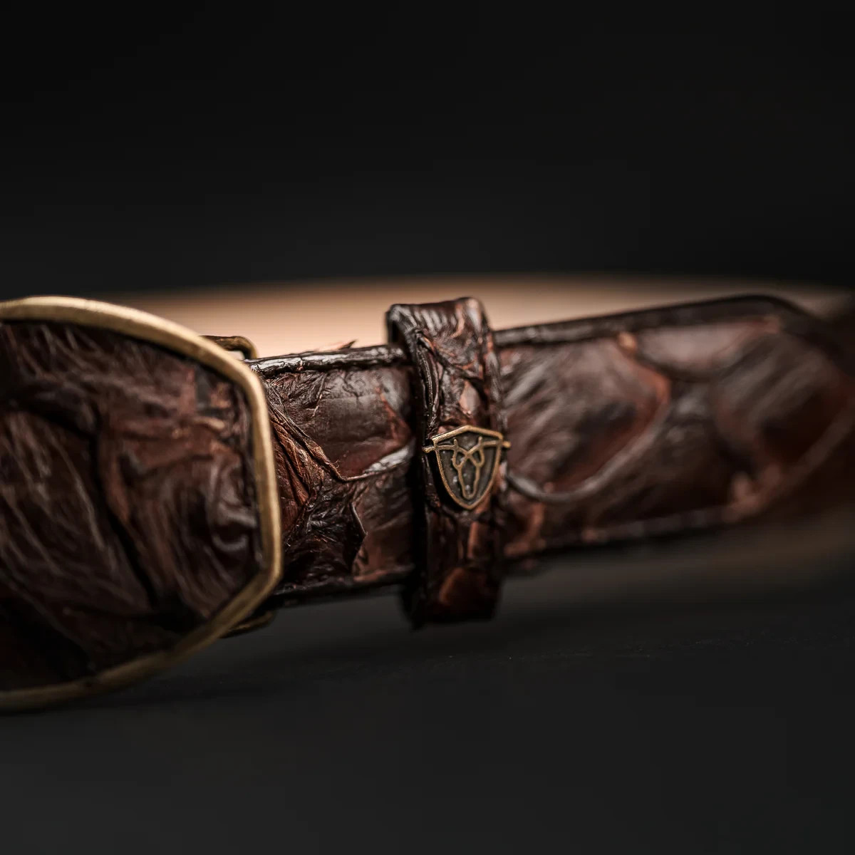 Genuine Exotic Pirarucu Monster Fish Western Belt with Removable Buckle – Brown