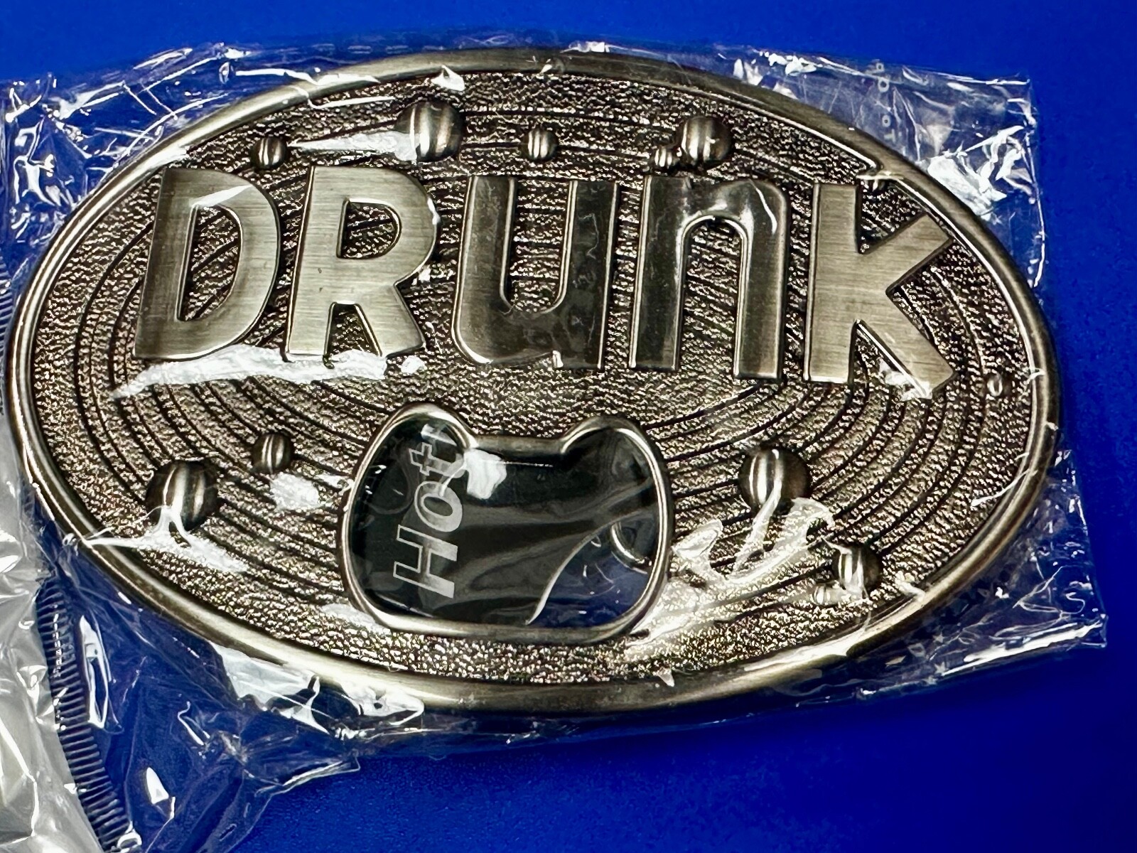 DRUNK Bottle Opener and Large Novelty Statement Stainless Steel Belt Buckle