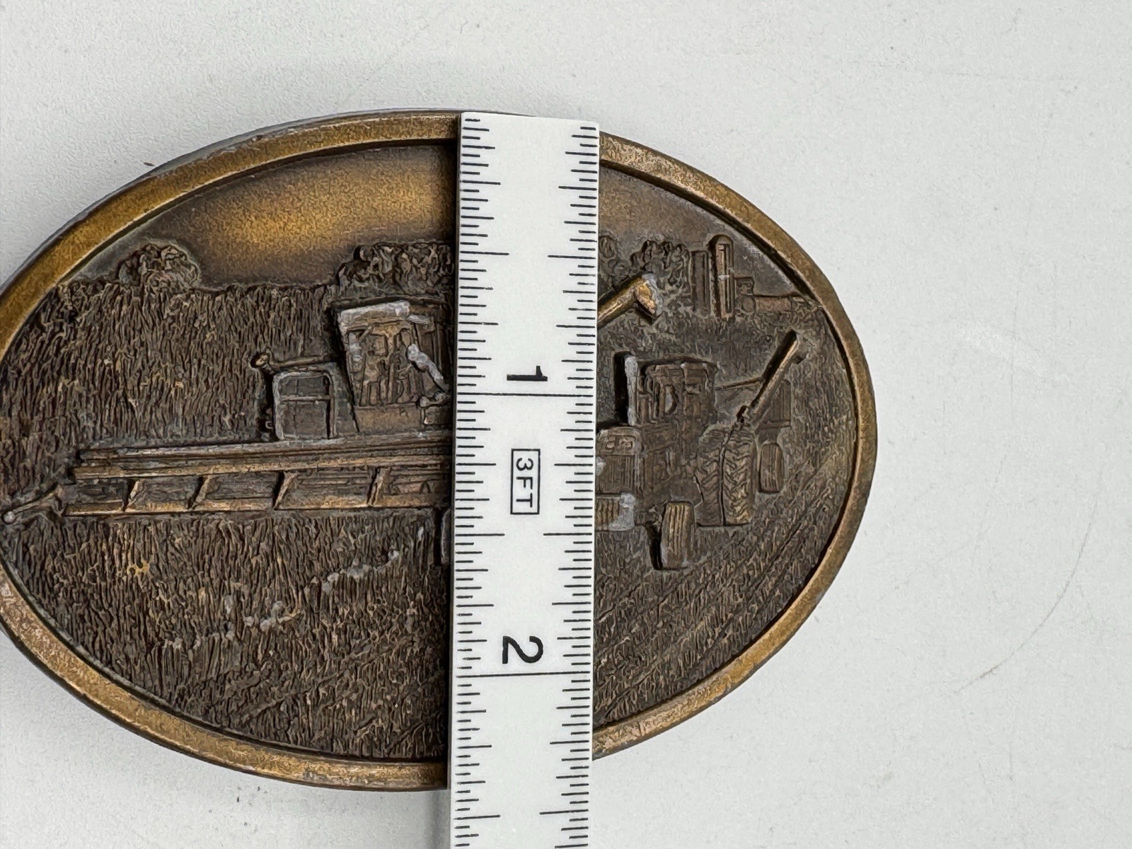 Vintage Collectible Tractor 1977 Bergamot Gray Metal Belt Buckle