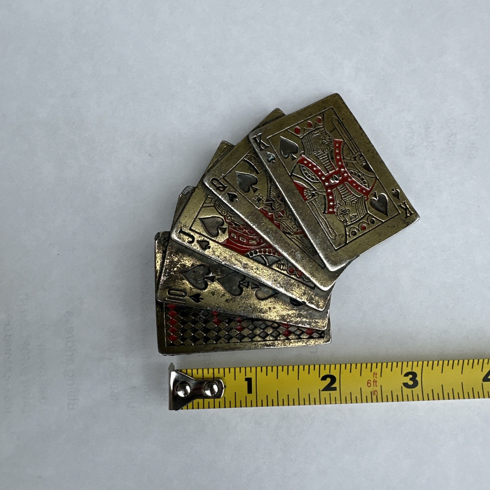 Vintage Great American Buckle Co Belt Buckle Mens Gold Poker Cards 1979 USA
