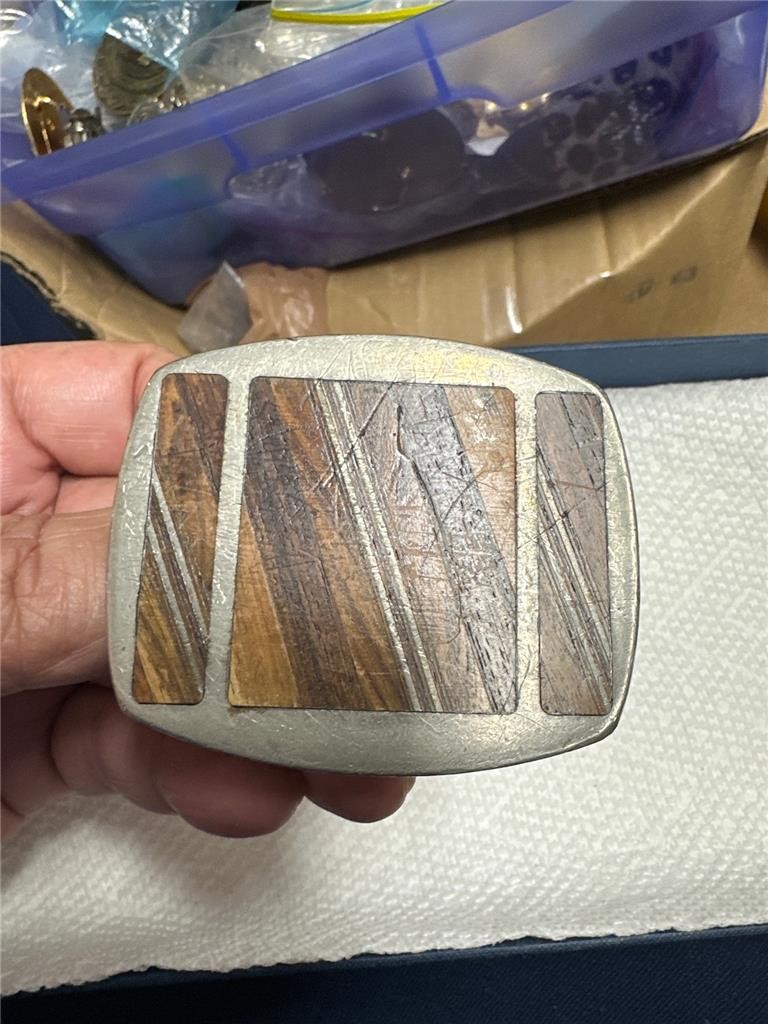 Vintage Wood and Metal Belt Buckle