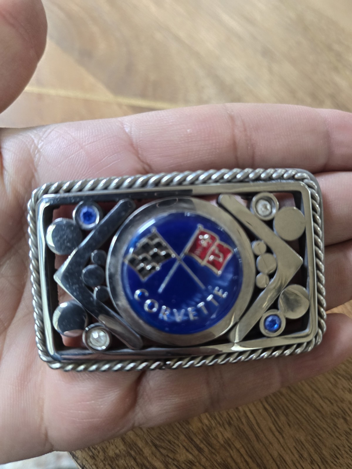 Corvette Chevrolet Leather Belt Buckle Vintage 1980s Made In USA Great Condition