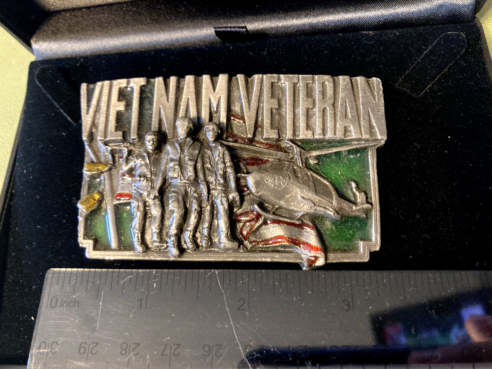 VTG’83 3D Belt Buckle Honoring Vietnam Veteran Enameled Bergamot Made In USA