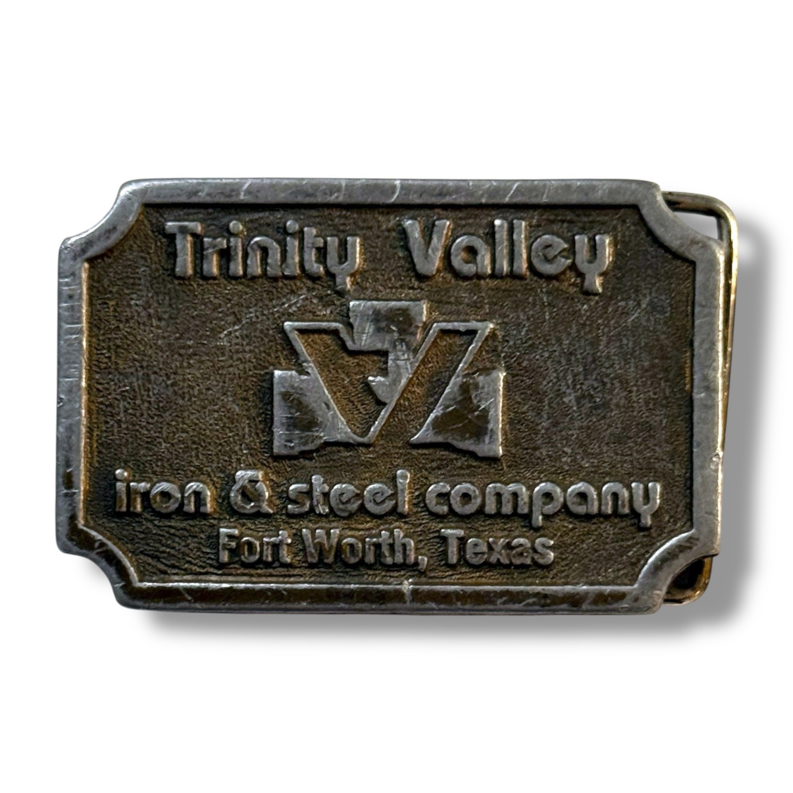 Vintage Hit Line Belt Buckle Trinity Valley Iron & Steel Co Gray Pewter