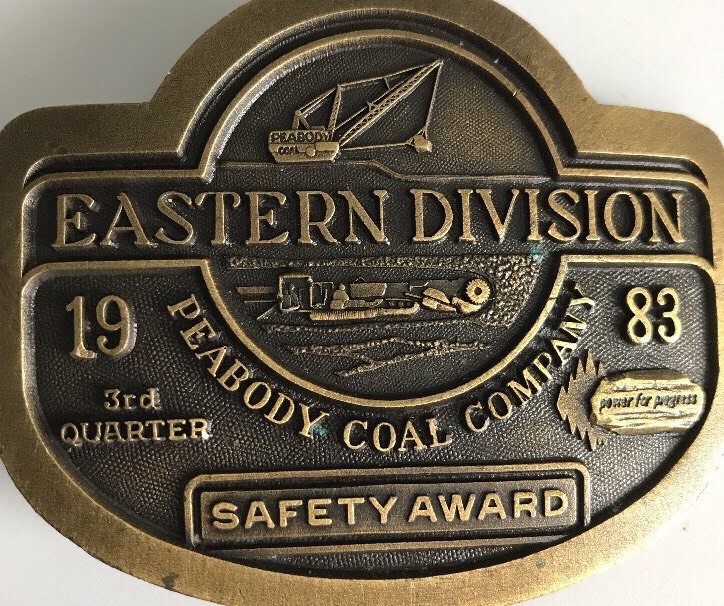 Peabody Coal Company Eastern Division 1983 Safety Award Belt Buckle Vtg 80’s