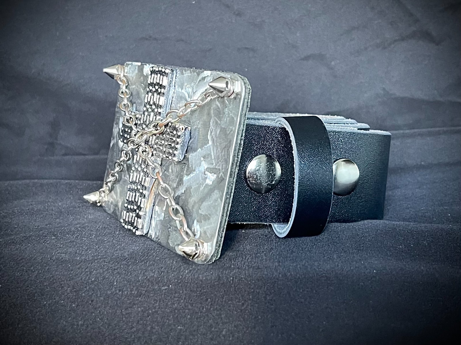 “Marked by the Cross” Belt Buckle Gothic Industrial Cross OOAK Darren McNeese