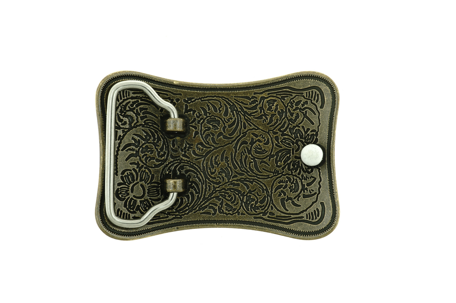Western Flower Southwest Patterns Rectangle Solid Brass Metal Belt Buckle