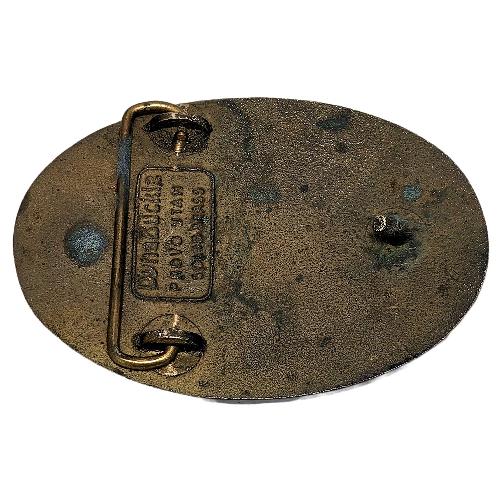 Cozad Custom Built Trailers Solid Brass Belt Buckle Oval Vintage Provo Utah Euc