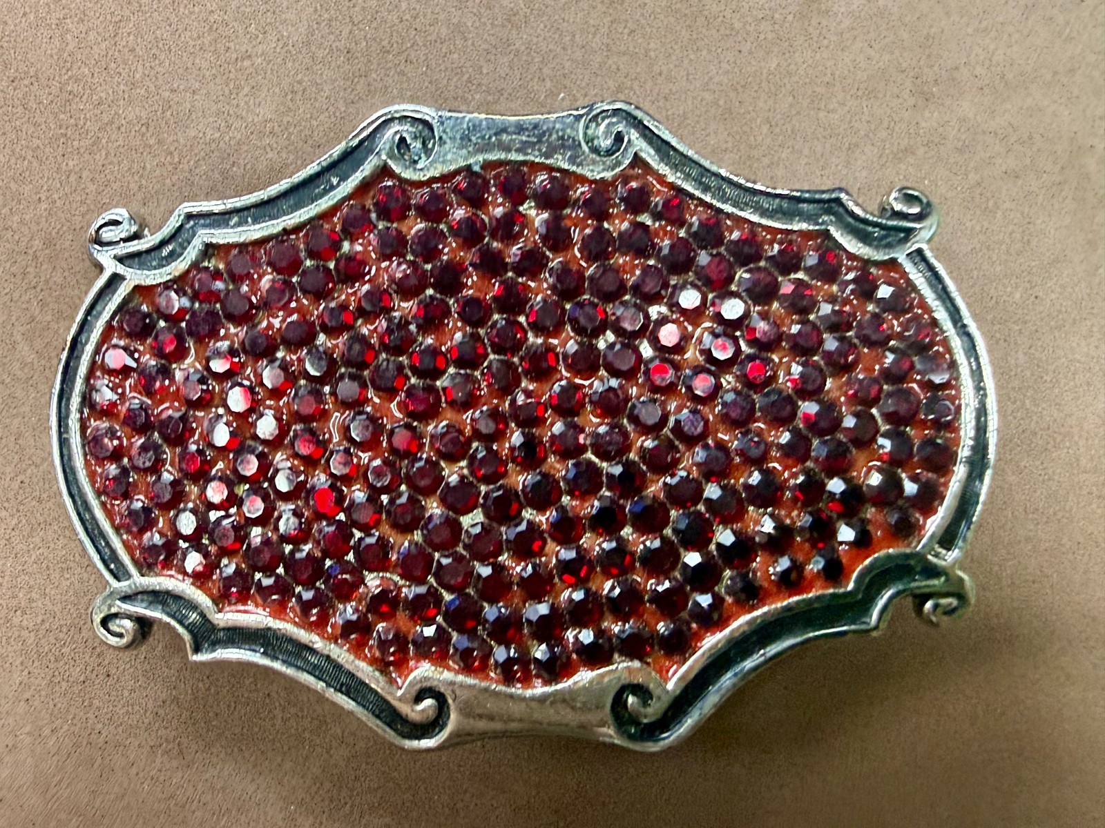 Red Rhinestone Completely Covered Womens Ladies Western Framed Belt Buckle