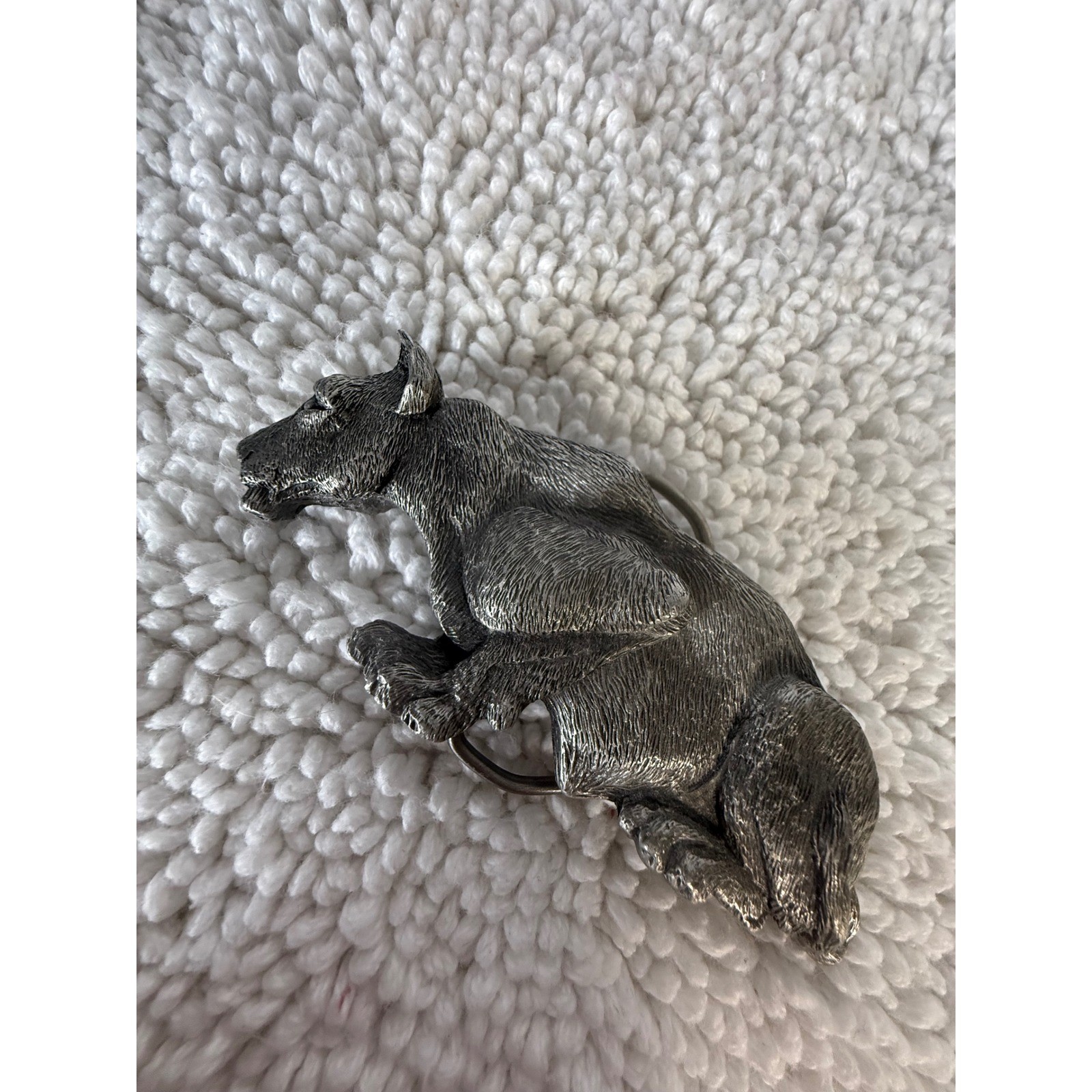 VTG Indiana Metal Craft Pewter Dog Belt Buckle 1978 Made in USA