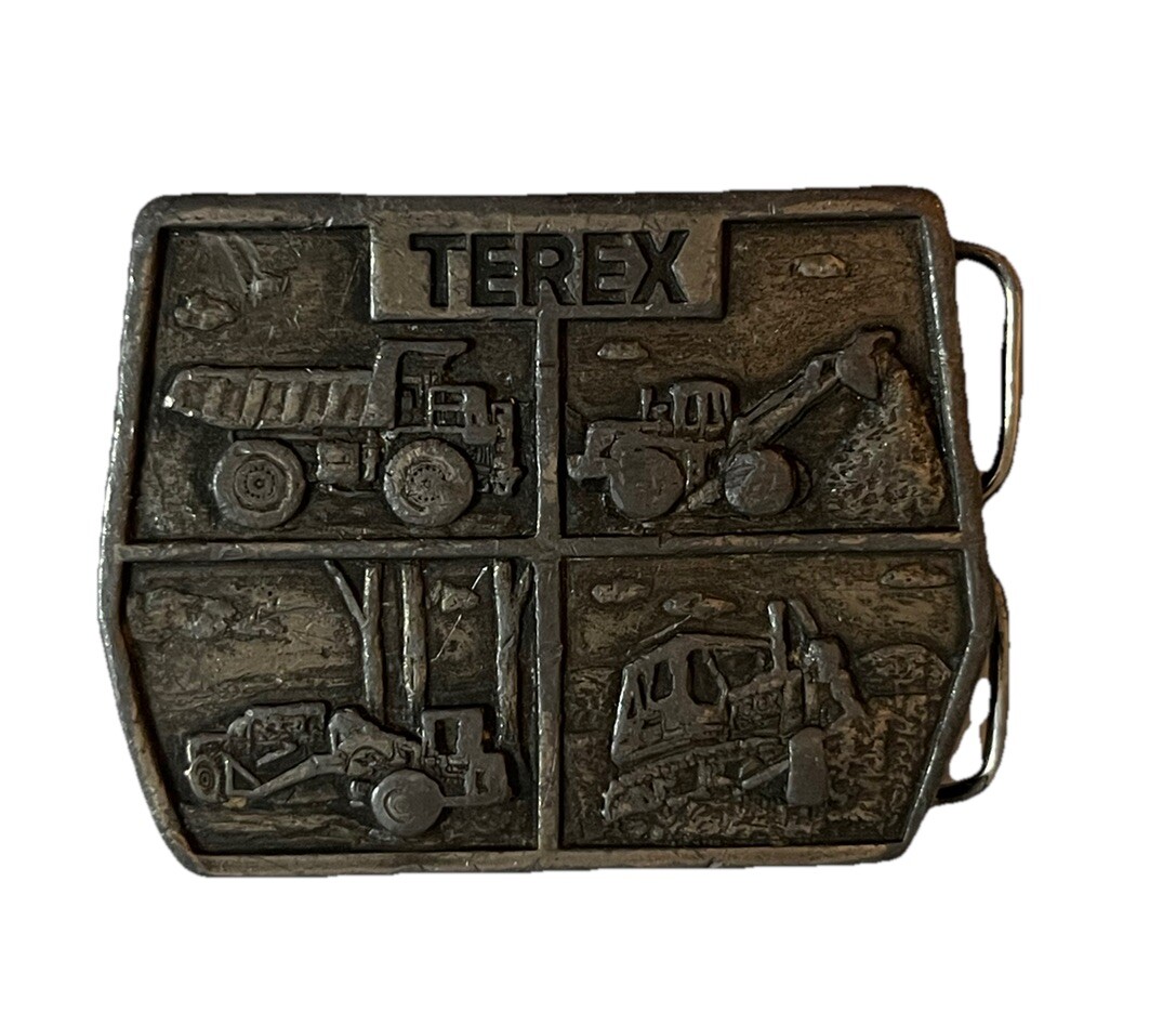 TEREX by GM Heavy Equipment Belt Buckle Silver Tone Unbranded USA 3” x 2” VTG