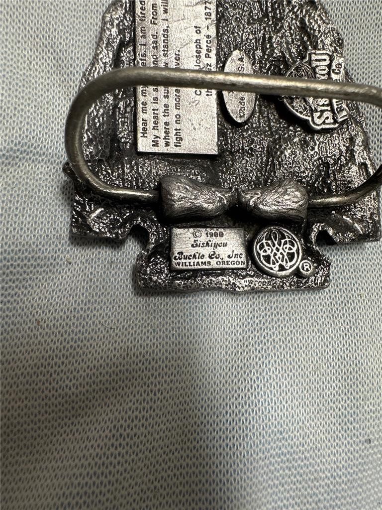 End Of The Trail Arrowhead Chief Joseph Belt Buckle 1988 Siskiyou