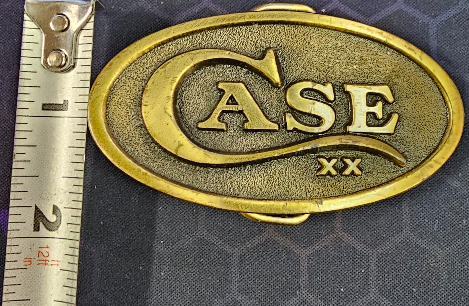Embossed Oval Zinc Alloy Brass CASE XX Logo Belt Buckle W.R. Case and Sons