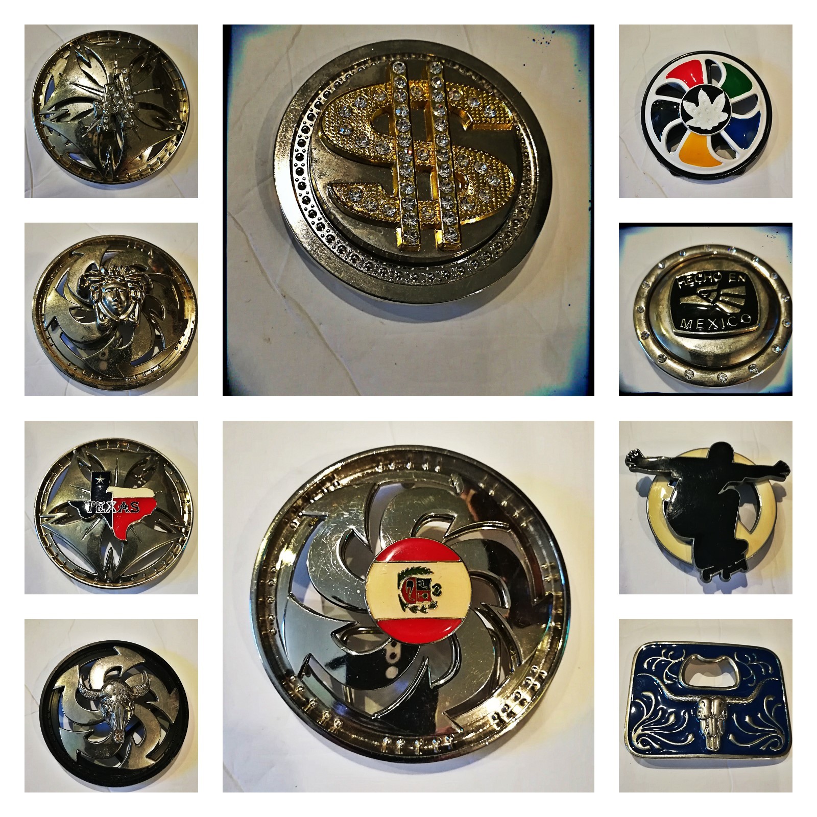 SPINNERS AND BOTTLE OPENER BELT BUCKLE