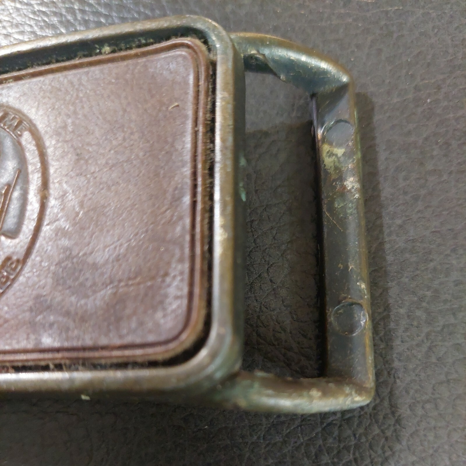 Follow me to Tennessee Brown Patch Leather Metal Belt Buckle Vintage Stamped