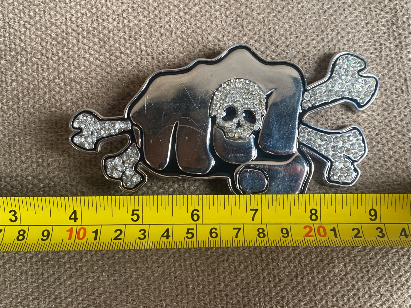 Vintage Rhinestones Punching Fist Skulls Belt Buckles Set Of 2