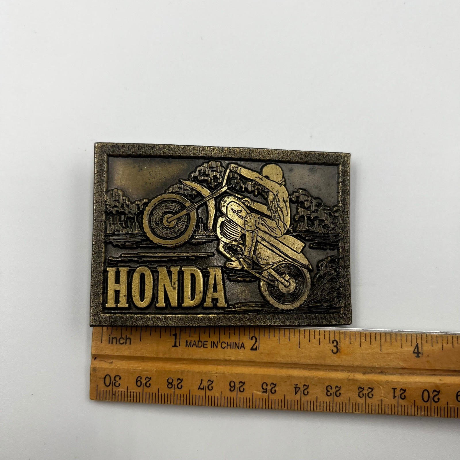 VINTAGE HONDA BELT Buckle Solid Brass Motorcycle Buckle Dirt Biker Motorcross