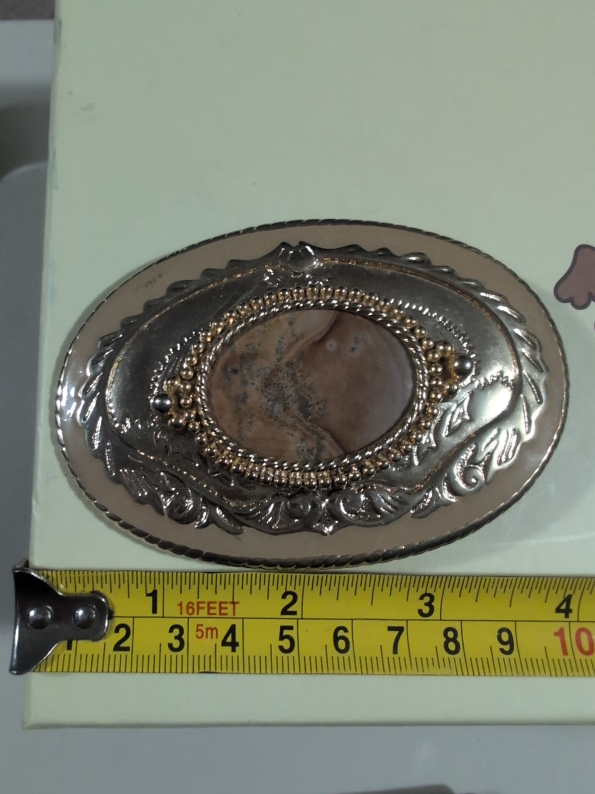 Western Belt Buckle Brass Handmade Mexican Crazy Lace