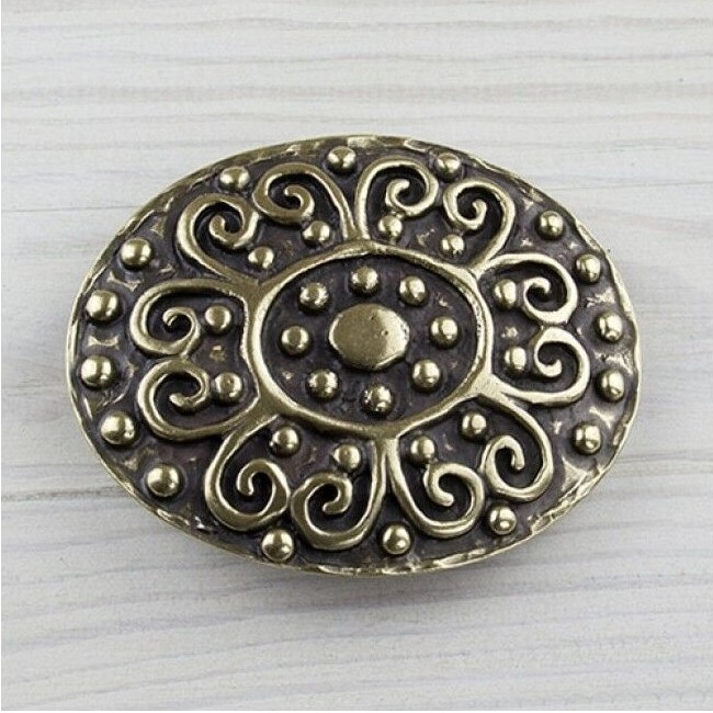 Dark Brass Floral Ornament Belt Buckle Costume – Boho Retro Metal Buckle