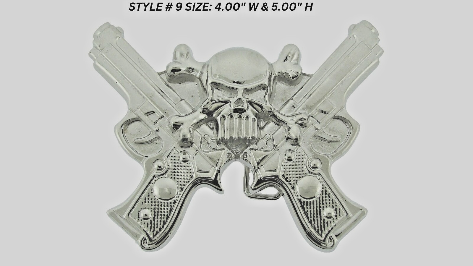 Skull Belt Buckles Gun Silver Metal Emblem Vintage Pirate Men Women Goth Tattoo