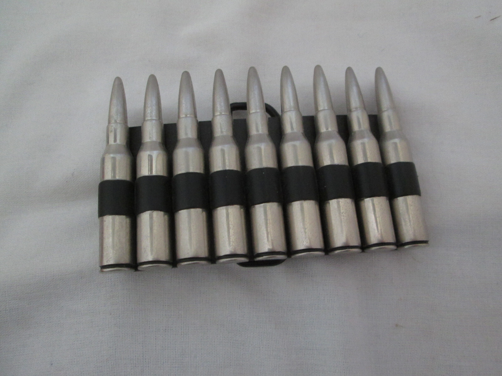 9 Bullet Ammo Belt Buckle Great Condition 2 1/2&Prime; X 4&Prime; Fits 2&Prime; Belt