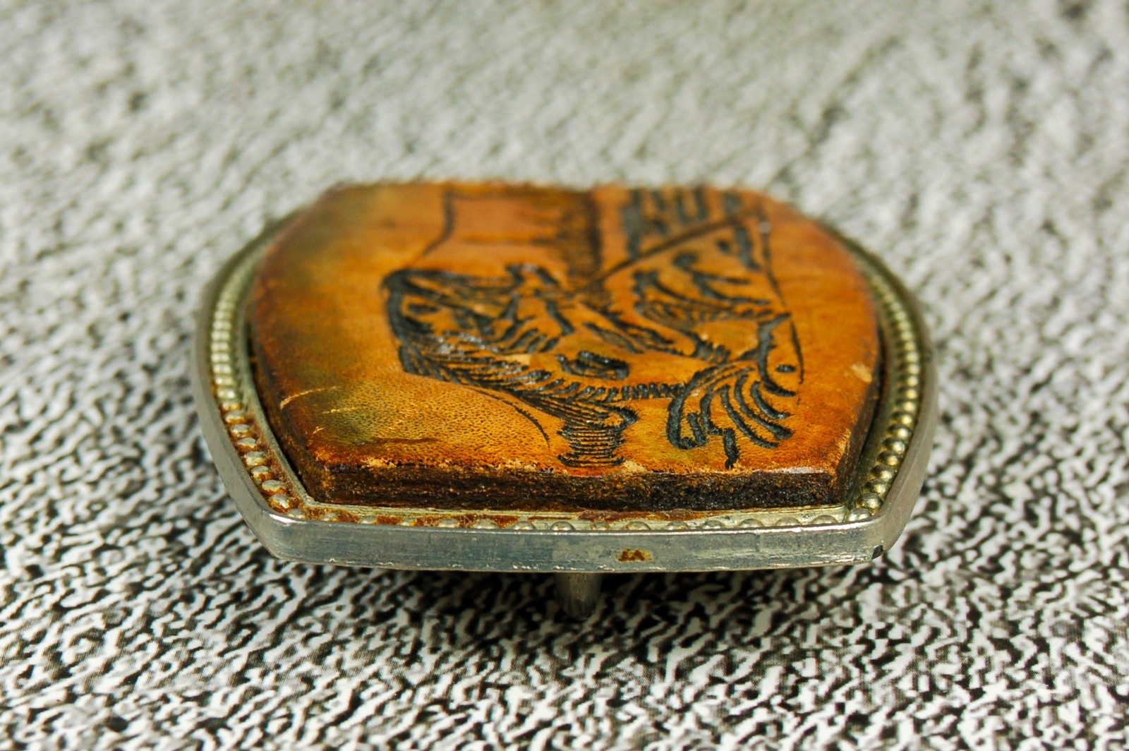 Bass Fishing vintage belt buckle western leather on metal Alumaline