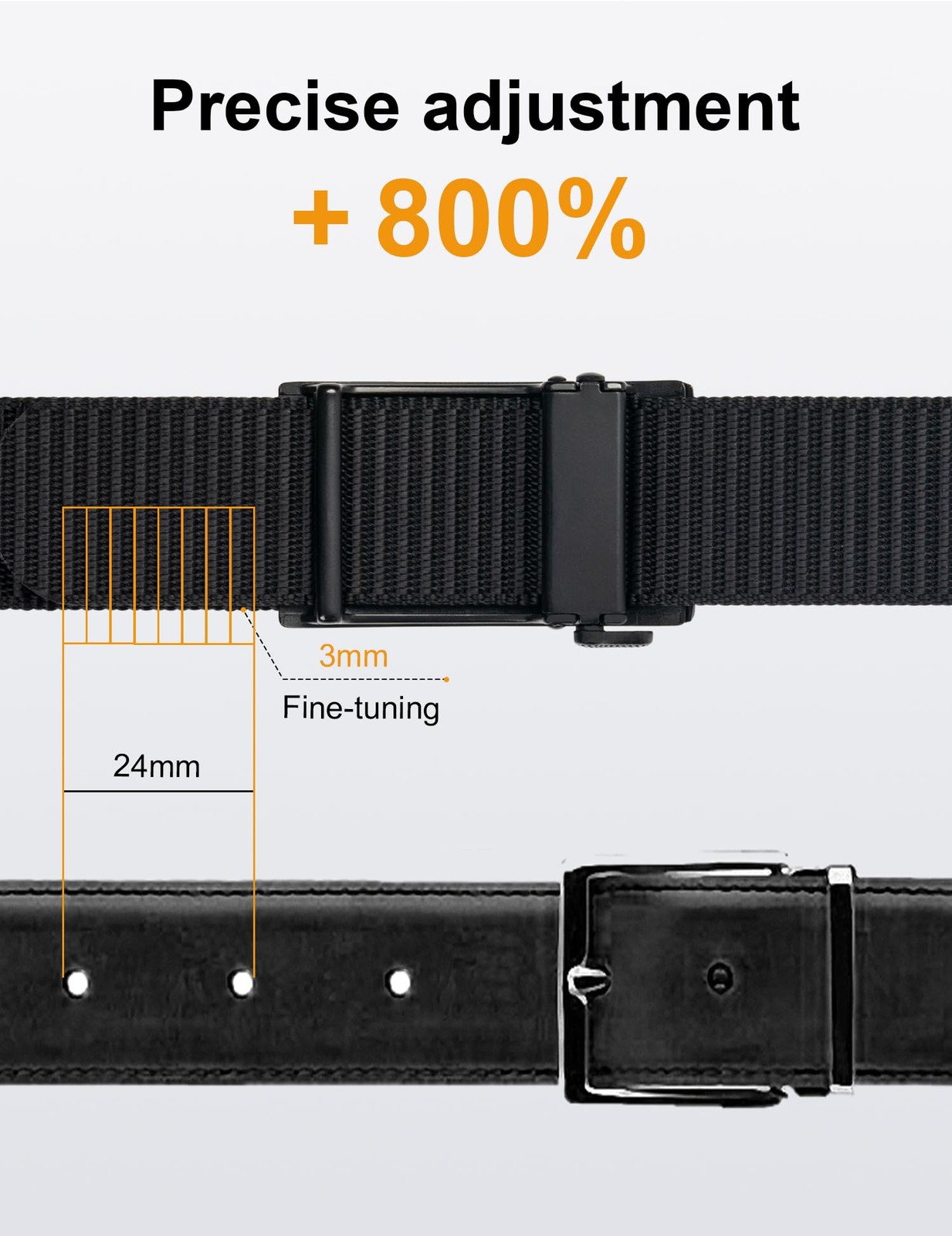 JUKMO Ratchet Belt for Men, Nylon Medium-for Waist 38&Prime;-41&Prime;(Length 49&Prime;), Black