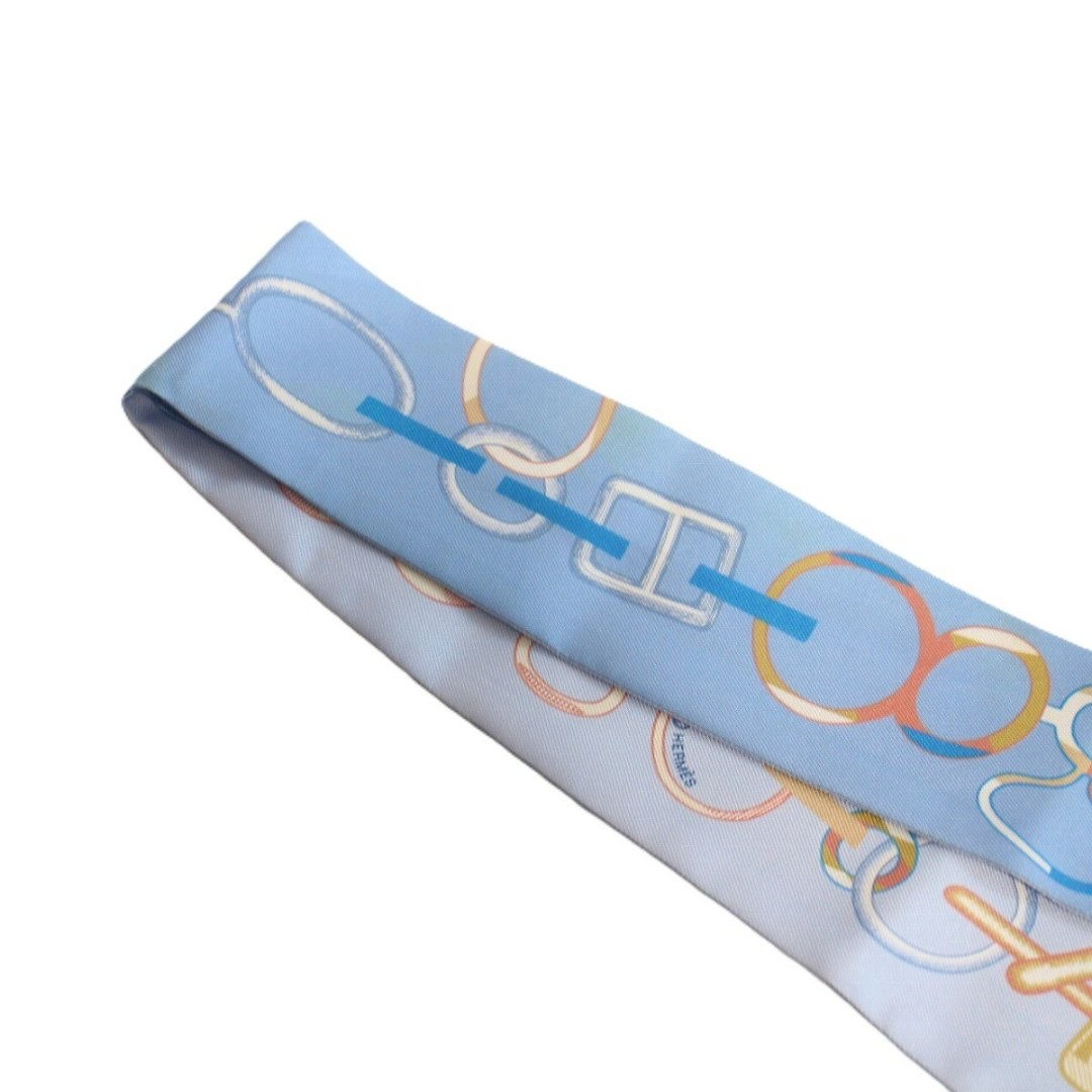 Hermes Twilly Dore Buckle Silk 100 Blue