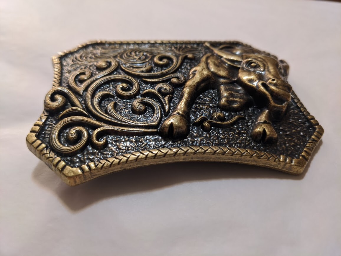 ✖ WESTERN STEER BULL Bronze Cowboy Rodeo Style ✖ Belt Buckle ✖ Roping Solid USA